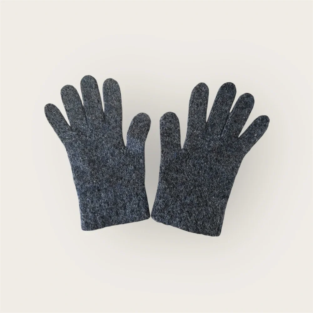 Dark Gray woven knit Wool winter gloves unisex women’s small medium like new